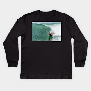 Bodyboarder in action Kids Long Sleeve T-Shirt